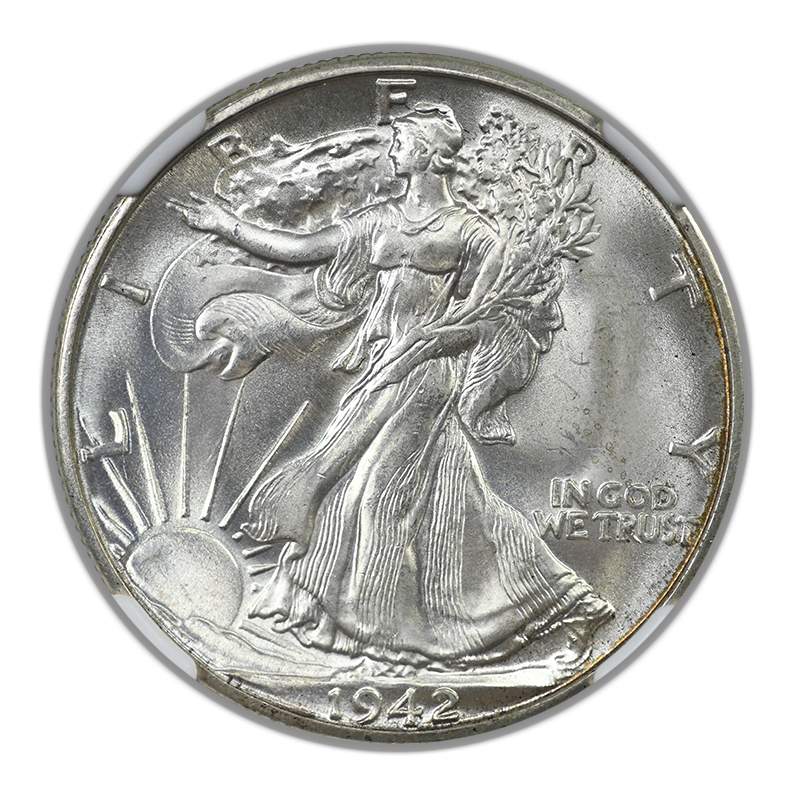 1942-D Walking Liberty Half Dollar 50C NGC MS66+ CAC