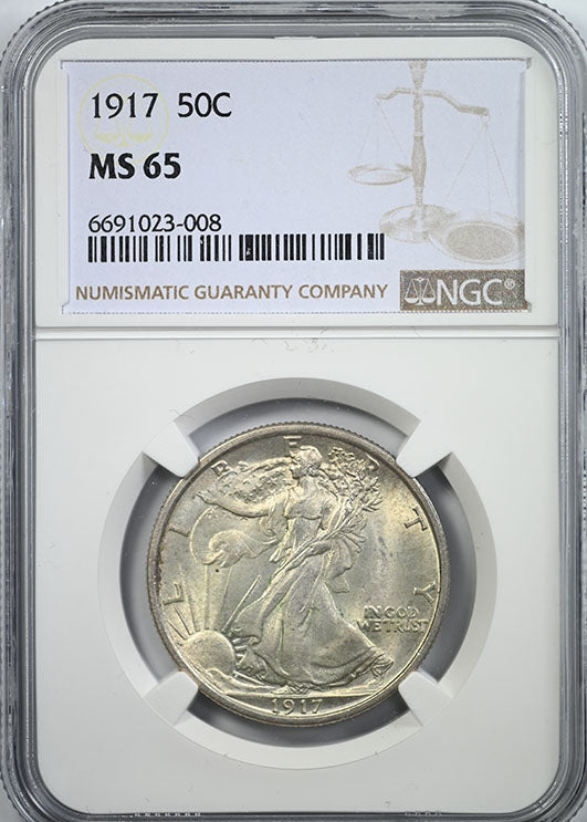 1917 Walking Liberty Half Dollar 50C NGC MS65 Obverse Slab