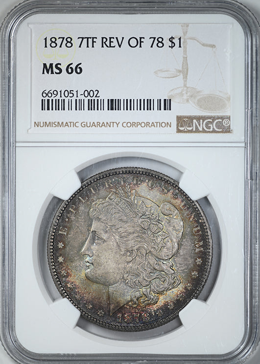1878 7TF Reverse of 78 Morgan Dollar $1 NGC MS66 - TONED!