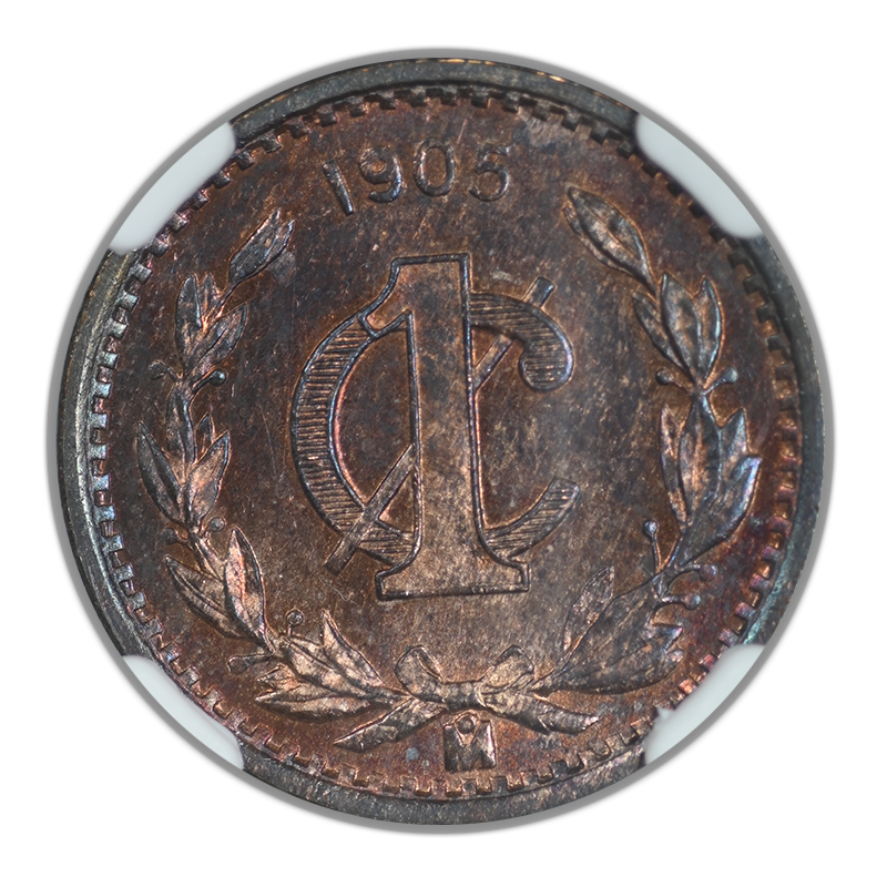 1905 Mo Mexico Estados Unidos Mexicanos 1C Centavo NGC MS64RB United States - TONED!