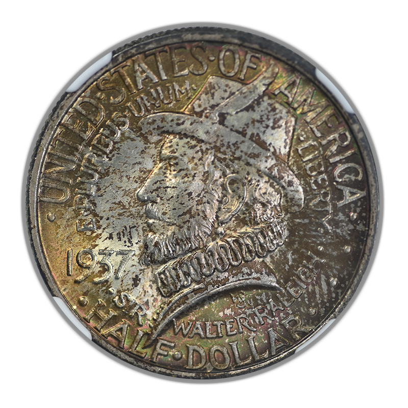 1937 Roanoke Classic Commemorative Half Dollar 50C NGC MS66 - TONED! Obverse