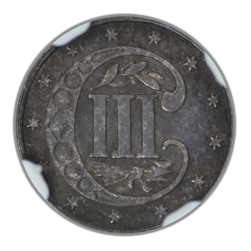 1862 Silver Three Cent Piece 3CS NGC MS66 Reverse