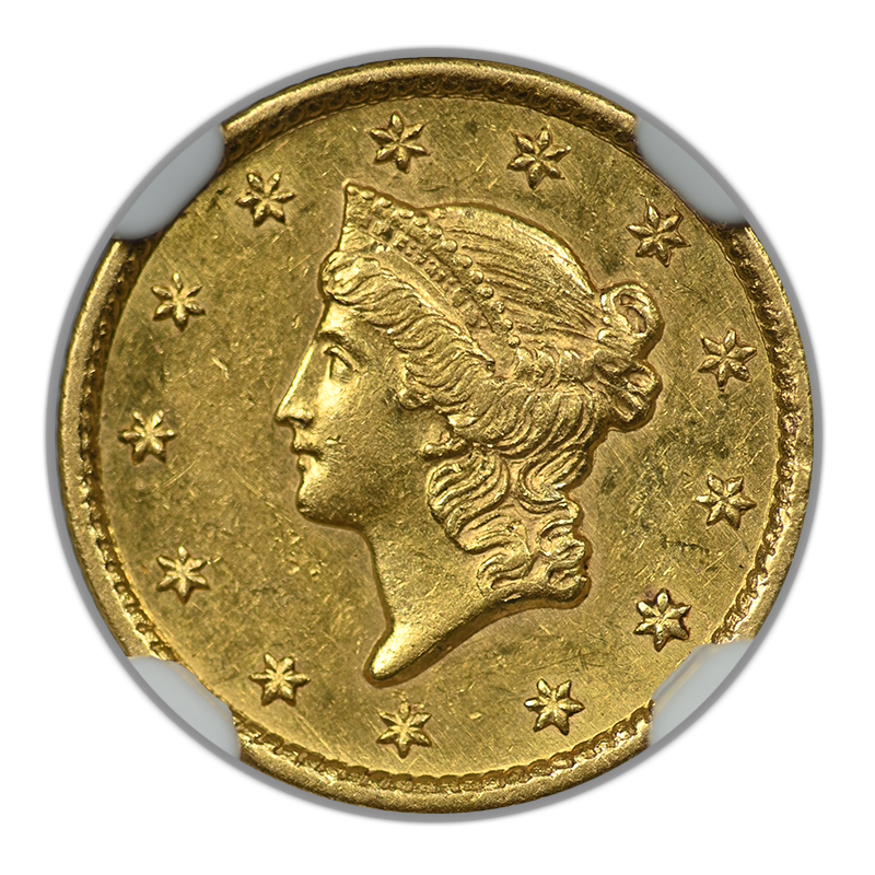 1854-S Type 1 Liberty Head Gold Dollar G$1 NGC AU58