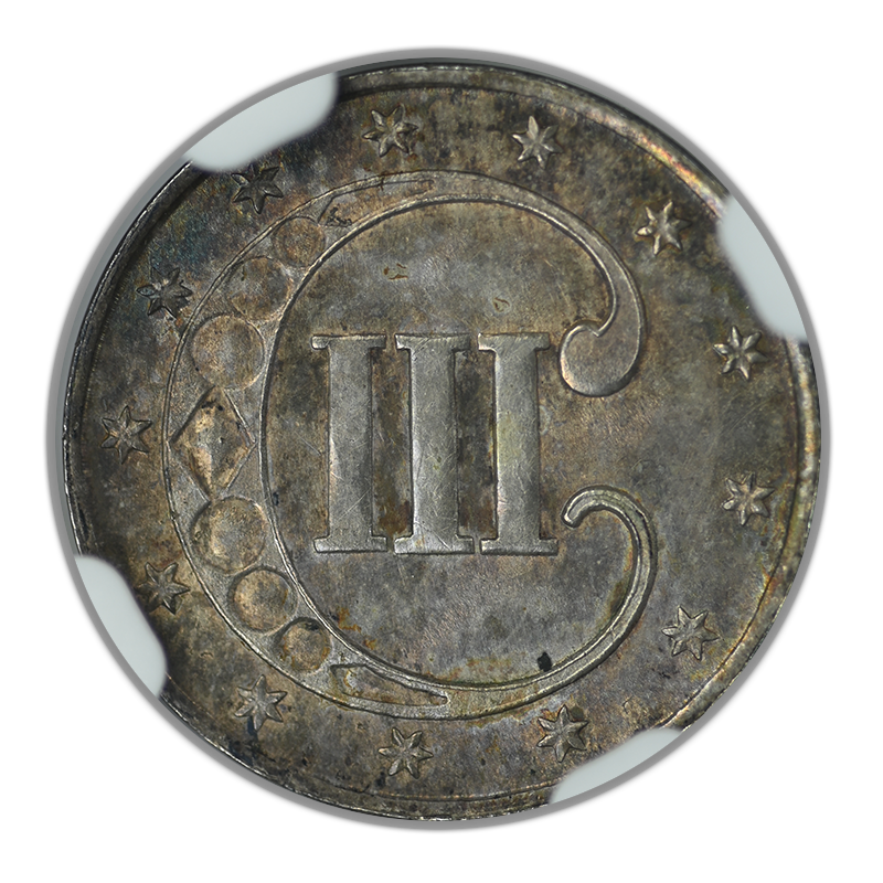 1851 Three Cent Silver Piece 3CS NGC MS64 Reverse