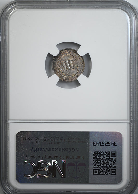 1851 Three Cent Silver Piece 3CS NGC MS64 Reverse Slab