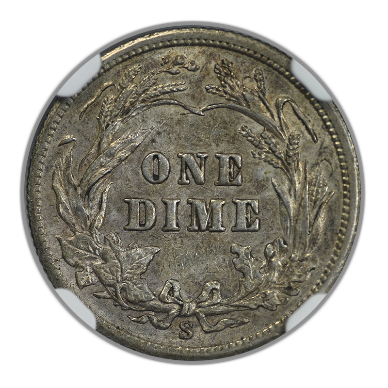 1905-S Barber Dime 10C NGC AU50 Reverse