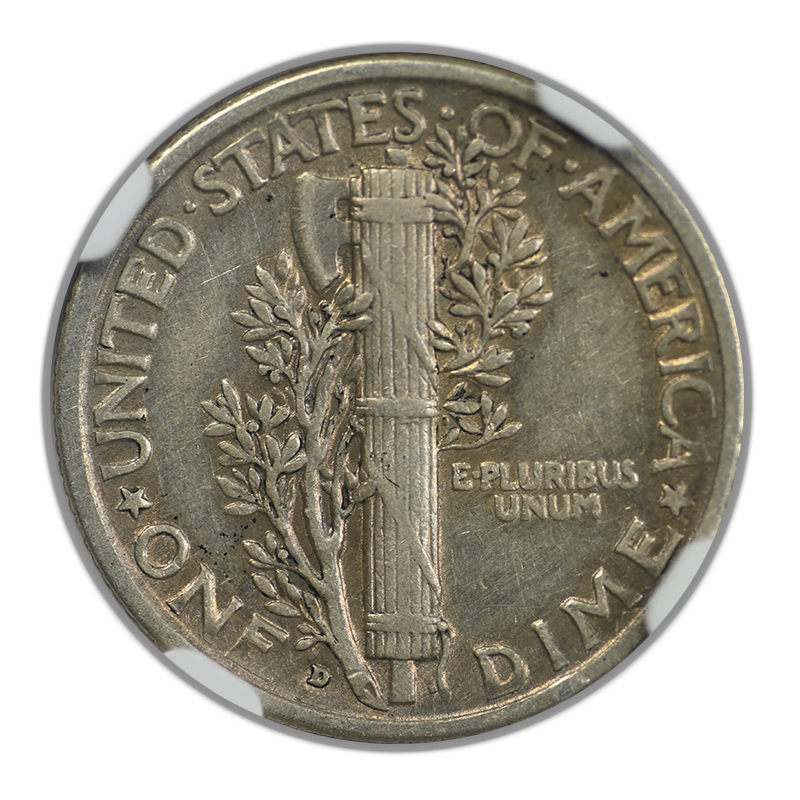 1928-D Mercury Dime 10C NGC AU50 Reverse