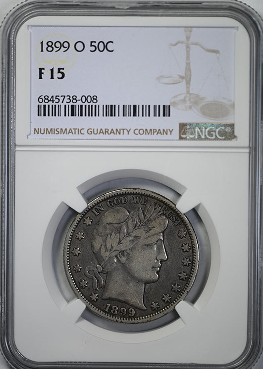 1899-O Barber Half Dollar 50C NGC F15 Obverse Slab