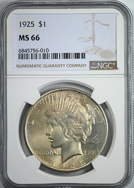 1925 Peace Dollar $1 NGC MS66 Obverse Slab