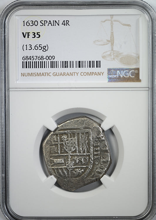 1630 Spain 4 Reales 4R NGC VF35 Obverse Slab