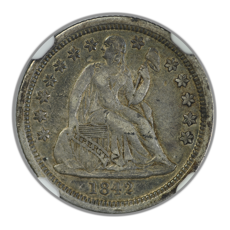 1842 Liberty Seated Dime 10C NGC XF40 Obverse