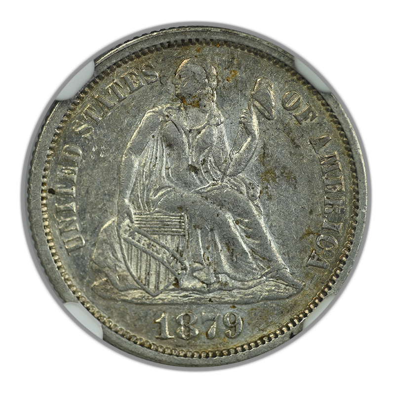 1879 Liberty Seated Dime 10C NGC AU53 Obverse