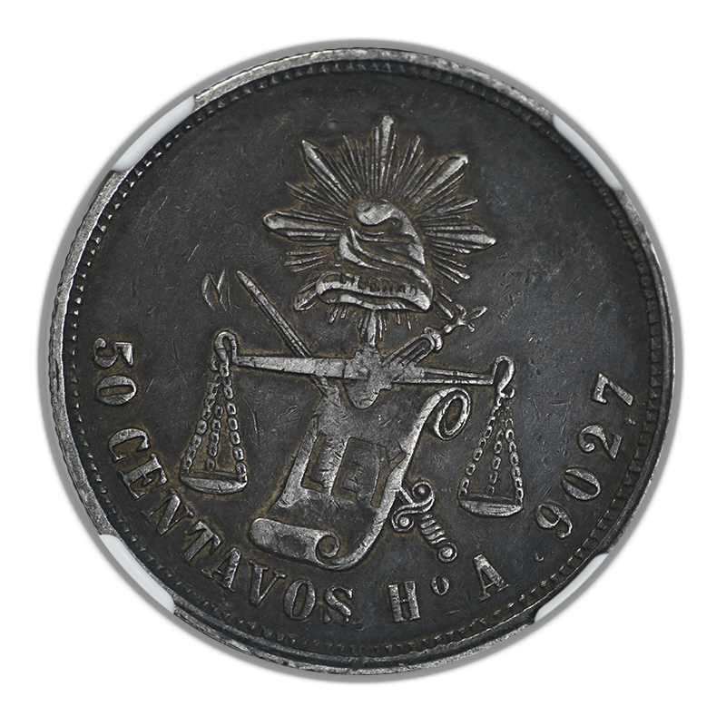 1881HO A Mexico Centavos 50C NGC XF40 Obverse