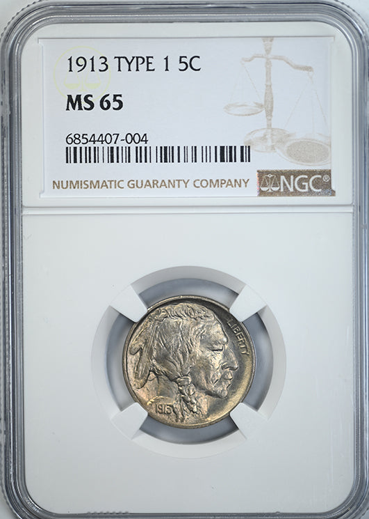 1913 Type 1 Buffalo Nickel 5C NGC MS65 Obverse Slab