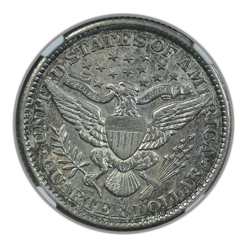 1892-O Barber Quarter 25C NGC AU58 Reverse