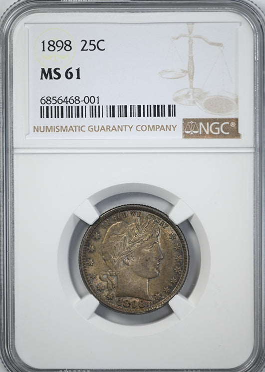 1898 Barber Quarter 25C NGC MS61 Obverse Slab