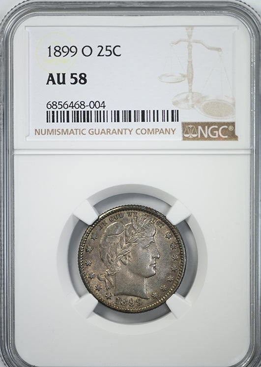 1899-O Barber Quarter 25C NGC AU58 Obverse Slab