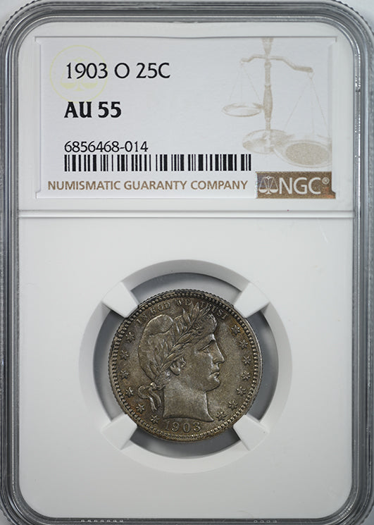 1903-O Barber Quarter 25C NGC AU55 Obverse Slab