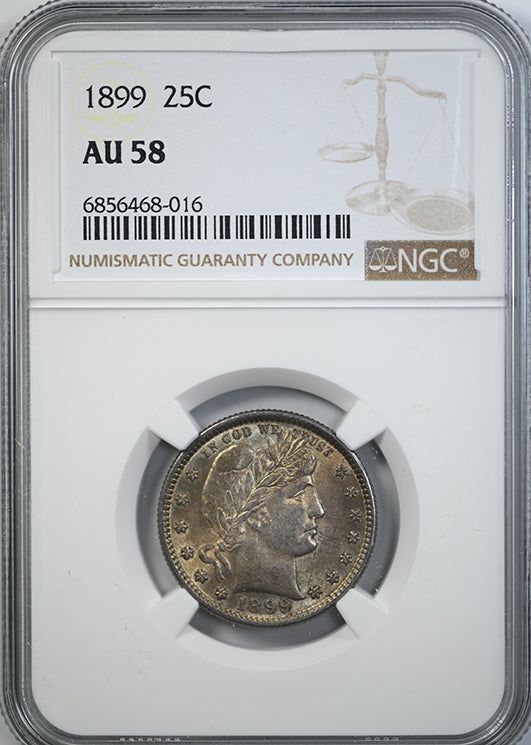 1899 Barber Quarter 25C NGC AU58 Obverse Slab