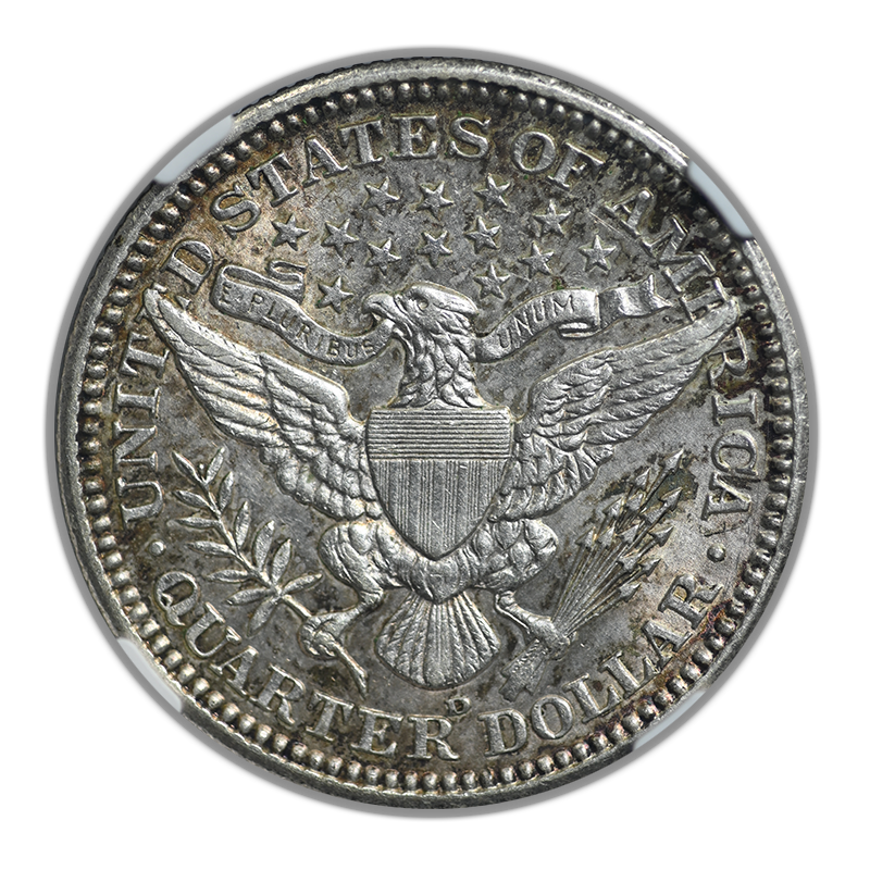 1908-D Barber Quarter 25C NGC AU55 Reverse