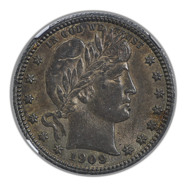 1909 Barber Quarter 25C NGC AU58 Obverse