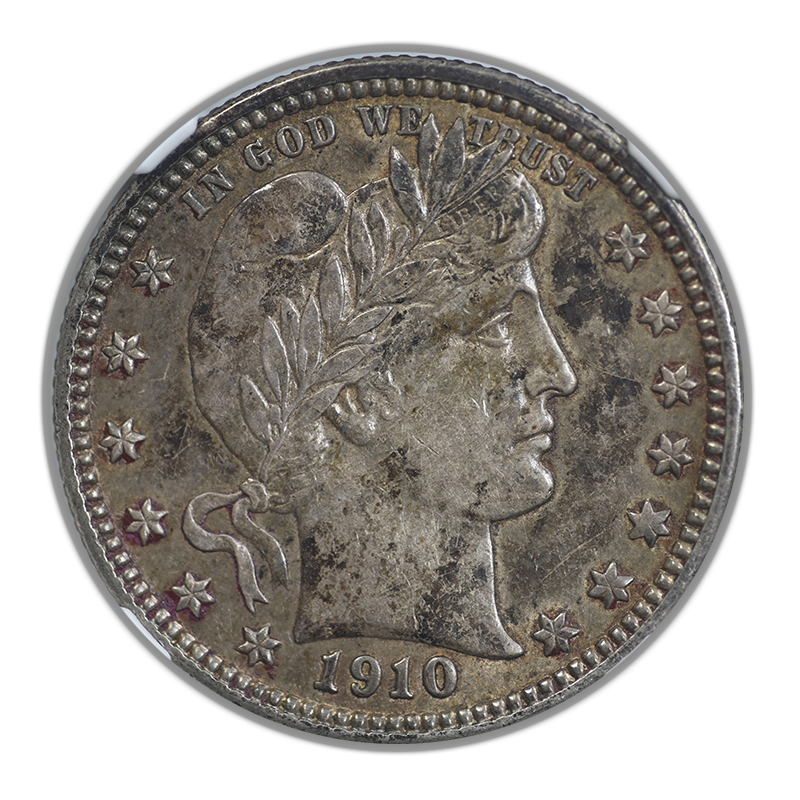 1910-D Barber Quarter 25C NGC AU58 Obverse