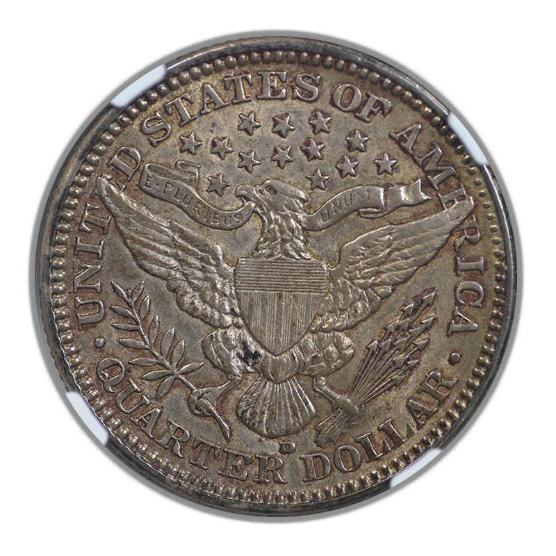 1910-D Barber Quarter 25C NGC AU58 Reverse