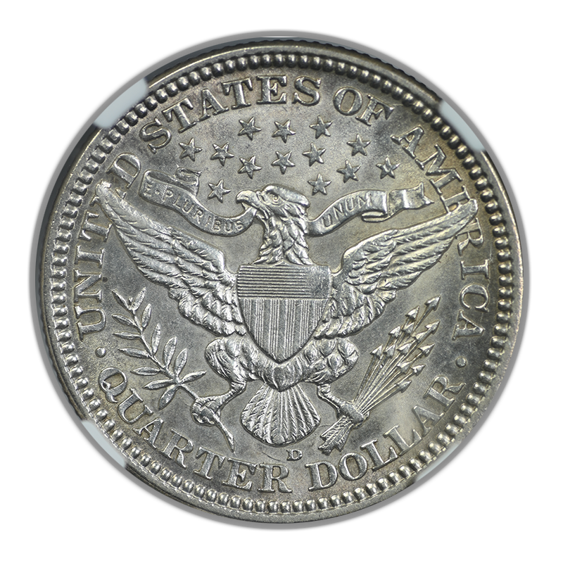 1916-D Barber Quarter 25C NGC AU58 Reverse