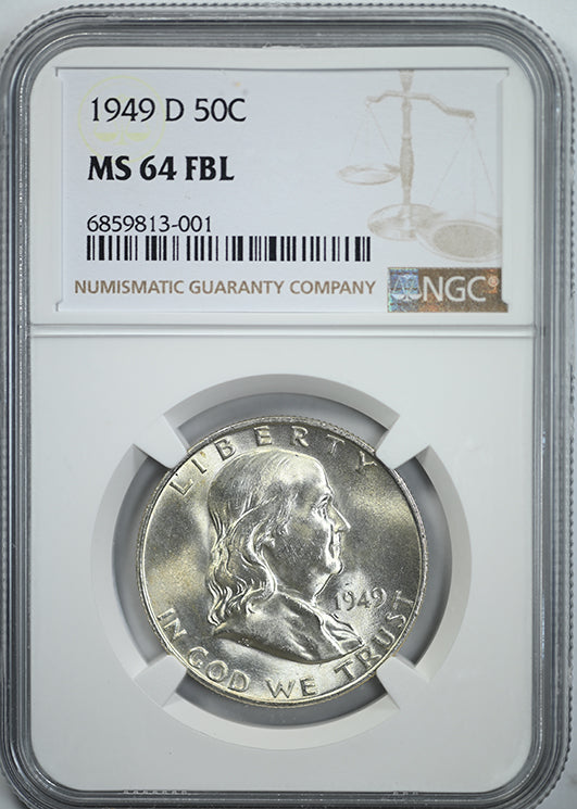 1949-D Franklin Half Dollar 50C NGC MS64FBL Obverse Slab
