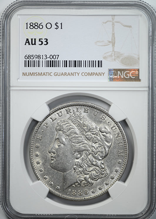 1886-O Morgan Dollar $1 NGC AU53 Obverse Slab