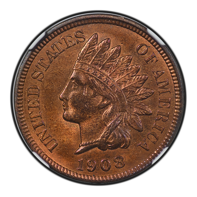 1908 Indian Head Cent 1C NGC MS65RB Obverse