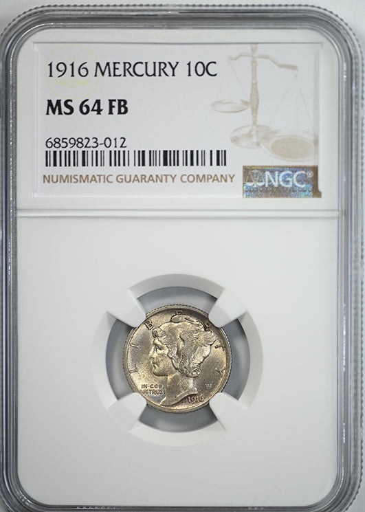 1916 Mercury Dime 10C NGC MS64FB Obverse Slab