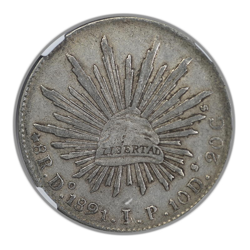 1891DO JP Mexico 8 Reales 8R NGC XF45 Obverse