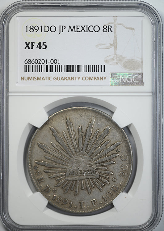 1891DO JP Mexico 8 Reales 8R NGC XF45 Obverse Slab