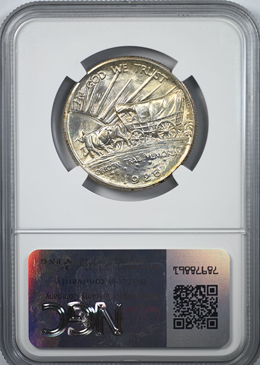 1926-S Oregon Trail Classic Commemorative Half Dollar 50C NGC MS66+ Reverse Slab