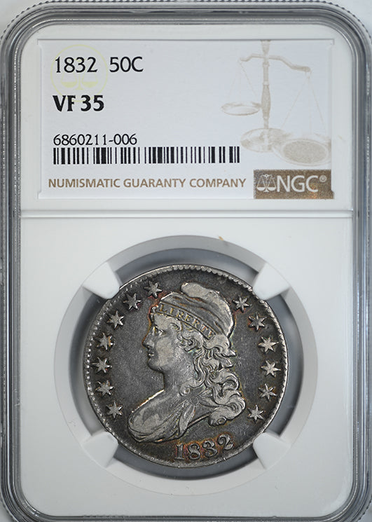 1832 Capped Bust Half Dollar 50C NGC VF35 - NICE COLOR! Obverse Slab