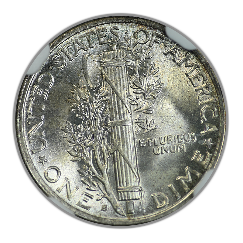 1945-S Micro S Mercury Dime 10C NGC MS67 Reverse