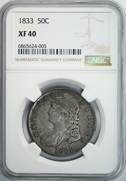 1833 Capped Bust Half Dollar 50C NGC XF40 Obverse Slab