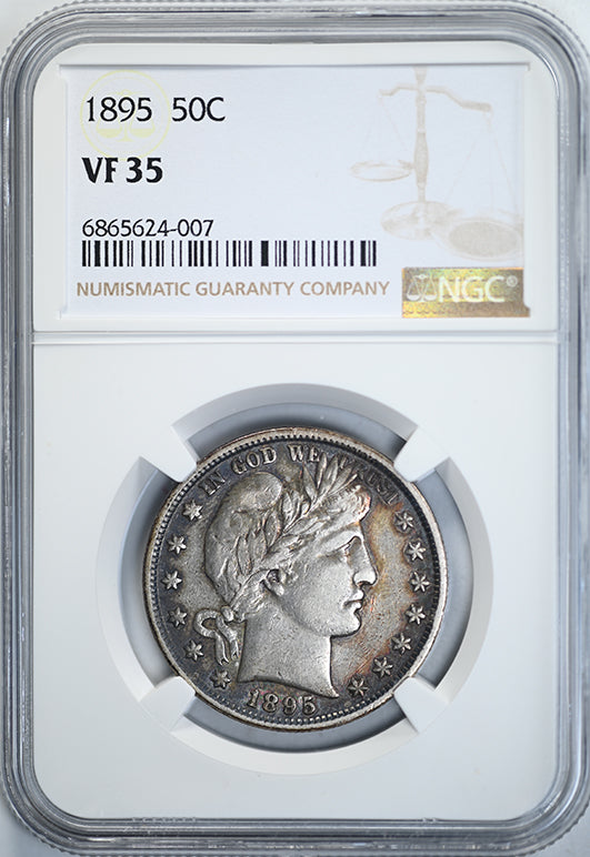 1895 Barber Half Dollar 50C NGC VF35 Obverse Slab