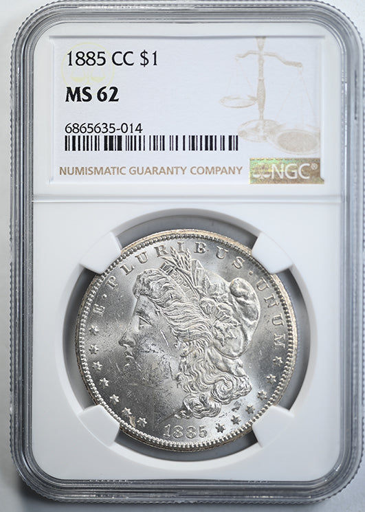 1885-CC Morgan Dollar $1 NGC MS62 Obverse Slab