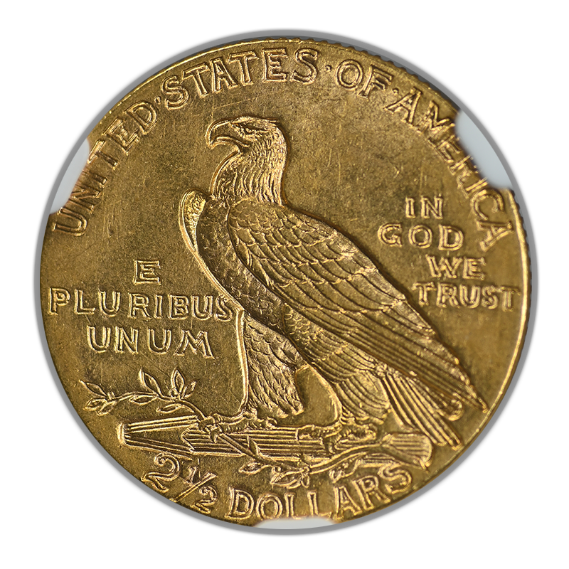 1909 Indian Head Gold Quarter Eagle $2.50 NGC MS62 Reverse