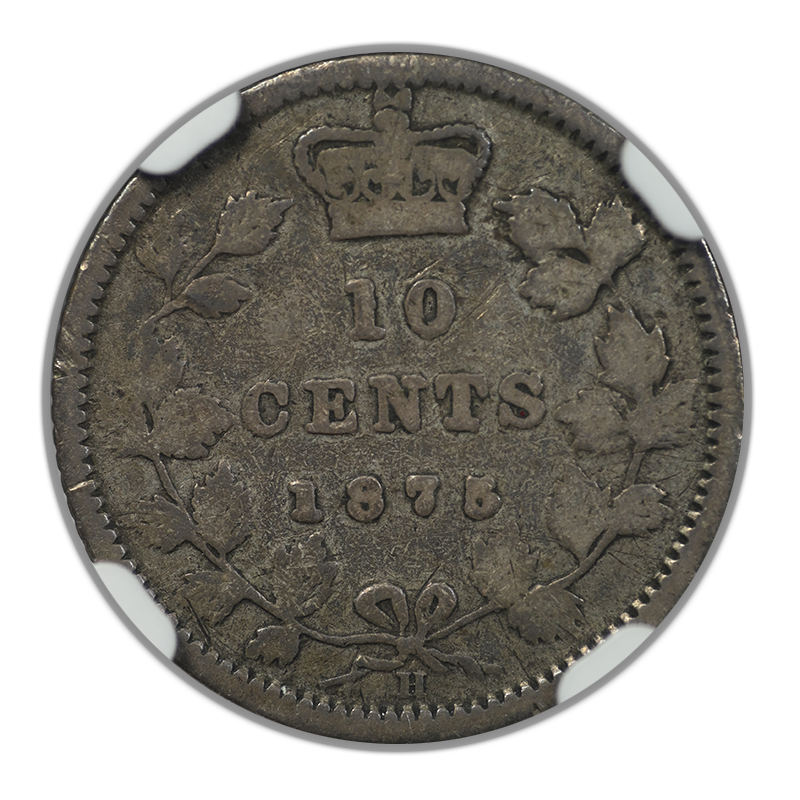 1875H Canada Ten Cents 10C NGC VG8 Reverse