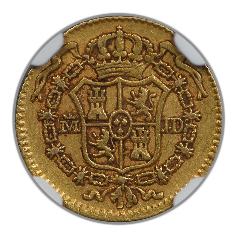 1783M JD Spain Gold 1/2E Escudo NGC AU50 Reverse