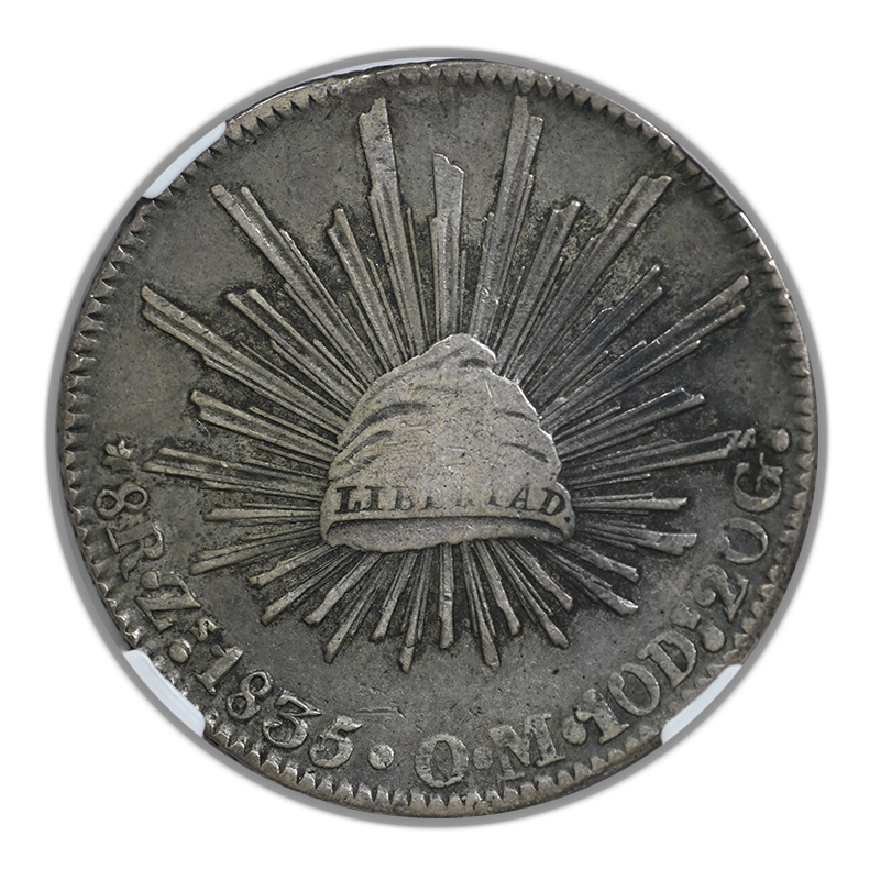1835ZS OM Mexico 8R Reales NGC VF35 Obverse