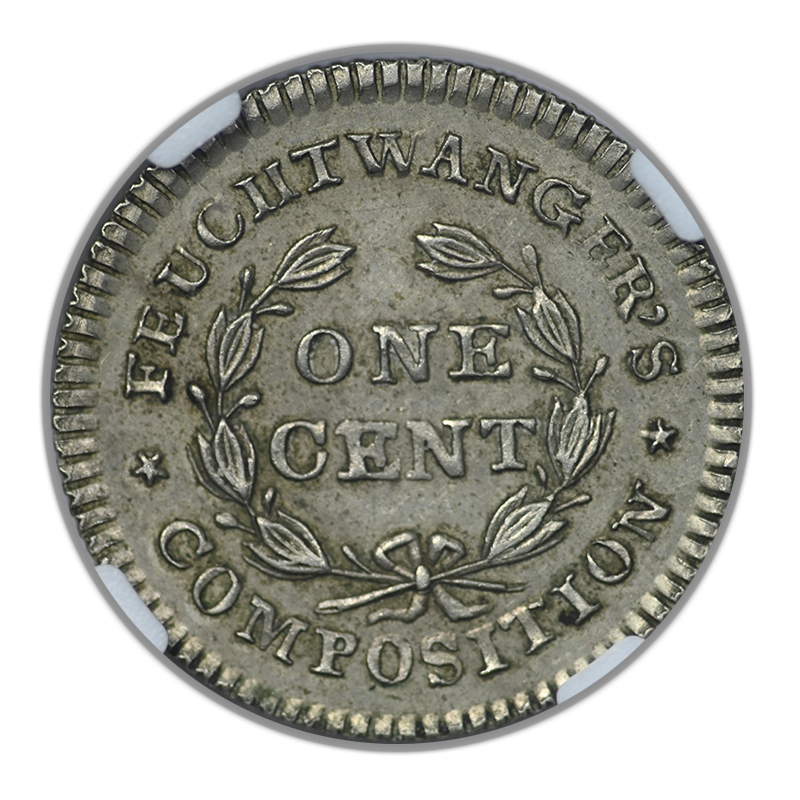 1837 New York Feuchtwangers Composition 1 Cent 1C NGC AU58 HT-268(6I)