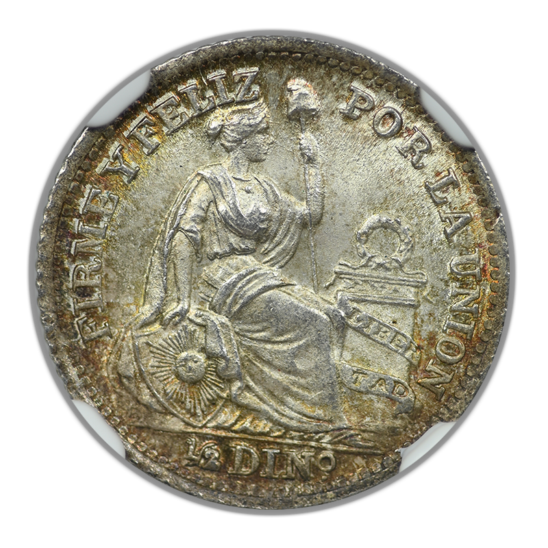 1916 FG Peru 1/2D Dinero NGC MS66