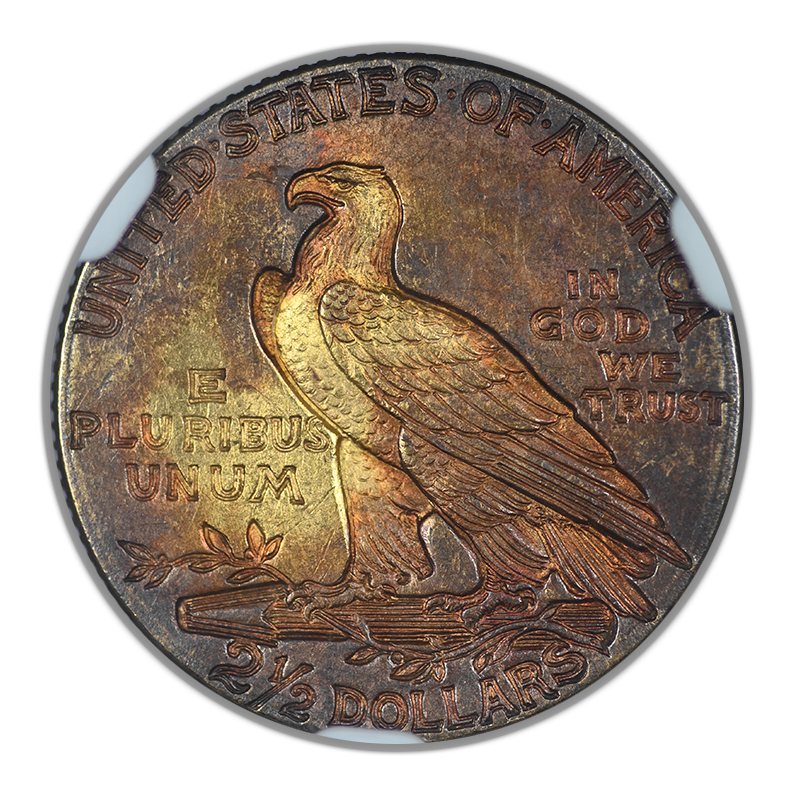 1913 Indian Head Gold Quarter Eagle $2.50 NGC MS62 - TONED!