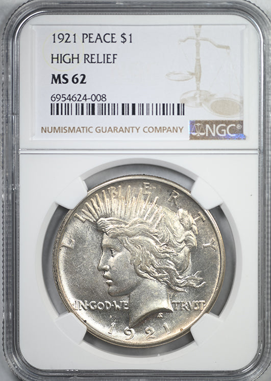 1921 Peace Dollar $1 NGC MS62