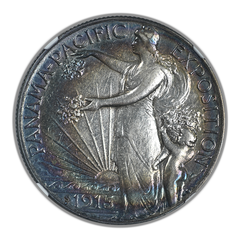 1915-S Panama Pacific Classic Commemorative Half Dollar 50C NGC AU55 CAC - TONED!