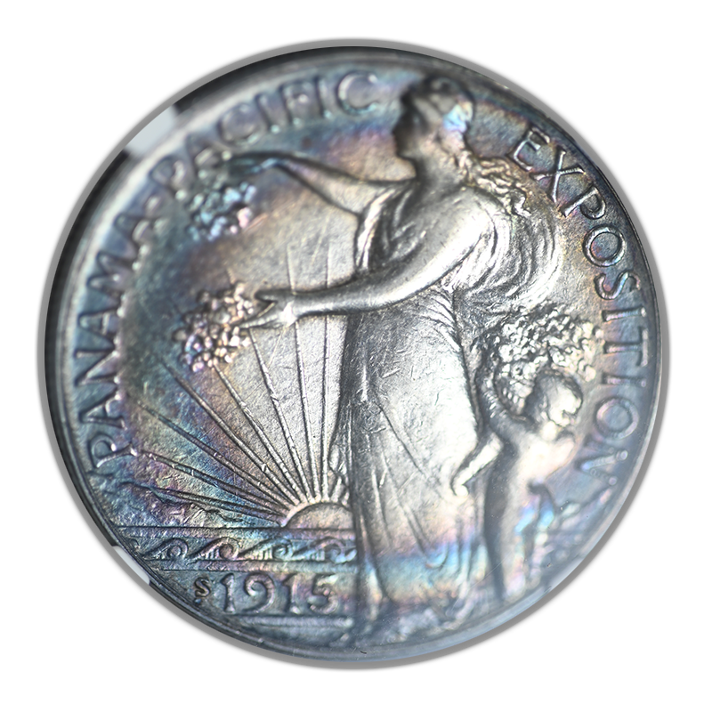1915-S Panama Pacific Classic Commemorative Half Dollar 50C NGC AU55 CAC - TONED!